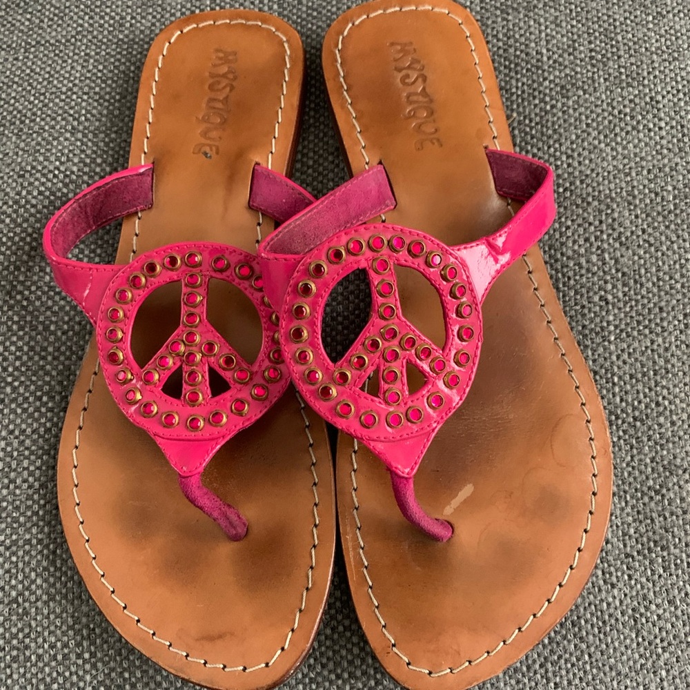 Mystique Pink Peace Sign Sandals-size 9